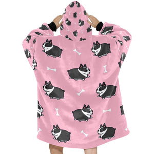Plumpy Boston Terrier Love Blanket Hoodie for Women-Apparel-Apparel, Blankets-8
