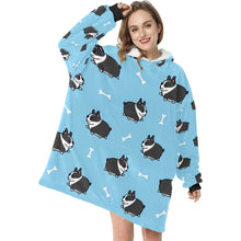 Load image into Gallery viewer, Plumpy Boston Terrier Love Blanket Hoodie for Women-Apparel-Apparel, Blankets-3