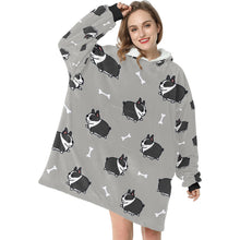 Load image into Gallery viewer, Plumpy Boston Terrier Love Blanket Hoodie for Women-Apparel-Apparel, Blankets-14