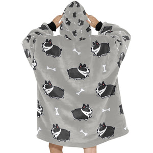 Plumpy Boston Terrier Love Blanket Hoodie for Women-Apparel-Apparel, Blankets-15