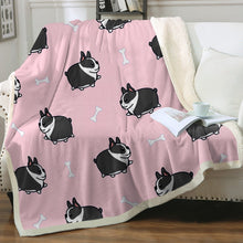 Load image into Gallery viewer, Plumpy Boston Terrier Love Soft Warm Fleece Blanket-Blanket-Blankets, Boston Terrier, Home Decor-Soft Pink-Small-3