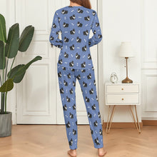 Load image into Gallery viewer, Plumpy Boston Terrier Love Women&#39;s Soft Pajama Set - 4 Colors-Pajamas-Apparel, Boston Terrier, Pajamas-XS-CornflowerBlue-16