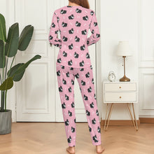 Load image into Gallery viewer, Plumpy Boston Terrier Love Women&#39;s Soft Pajama Set - 4 Colors-Pajamas-Apparel, Boston Terrier, Pajamas-XS-Pink-1