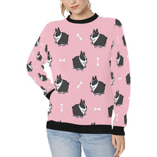 Load image into Gallery viewer, Plumpy Boston Terrier Love Women&#39;s Sweatshirt-Apparel-Apparel, Boston Terrier, Sweatshirt-Pink1-XS-1