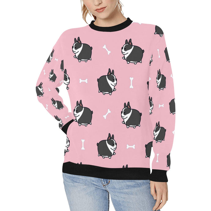 Plumpy Boston Terrier Love Women's Sweatshirt-Apparel-Apparel, Boston Terrier, Sweatshirt-Pink1-XS-1