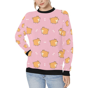 Plumpy Shiba Inu Love Women's Sweatshirt-Apparel-Apparel, Shiba Inu, Sweatshirt-Pink-XS-1