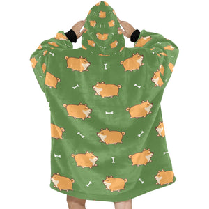 Plumpy Shiba Love Blanket Hoodie for Women-Apparel-Apparel, Blankets-8