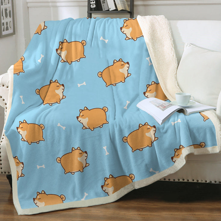 Plumpy Shiba Love Soft Warm Fleece Blanket - 4 Colors-Blanket-Blankets, Home Decor, Shiba Inu-11