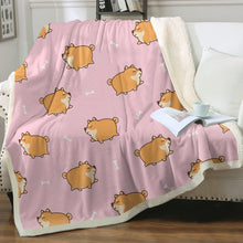 Load image into Gallery viewer, Plumpy Shiba Love Soft Warm Fleece Blanket - 4 Colors-Blanket-Blankets, Home Decor, Shiba Inu-Soft Pink-Small-1