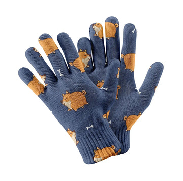 Plumpy Shiba Love Touch Screen Gloves-Accessories-Accessories,Dog Dad Gifts,Dog Mom Gifts,Gloves-Navy-1