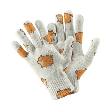Plumpy Shiba Love Touch Screen Gloves-Accessories-Accessories,Dog Dad Gifts,Dog Mom Gifts,Gloves-White-2