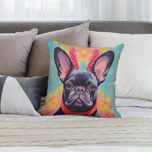 Poise and Petals Black French Bulldog Plush Pillow Case-Cushion Cover-Dog Dad Gifts, Dog Mom Gifts, French Bulldog, Home Decor, Pillows-2