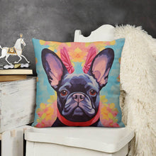 Load image into Gallery viewer, Poise and Petals Black French Bulldog Plush Pillow Case-Cushion Cover-Dog Dad Gifts, Dog Mom Gifts, French Bulldog, Home Decor, Pillows-3
