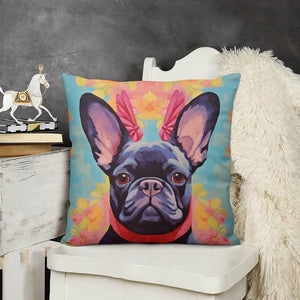 Poise and Petals Black French Bulldog Plush Pillow Case-Cushion Cover-Dog Dad Gifts, Dog Mom Gifts, French Bulldog, Home Decor, Pillows-3