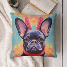 Load image into Gallery viewer, Poise and Petals Black French Bulldog Plush Pillow Case-Cushion Cover-Dog Dad Gifts, Dog Mom Gifts, French Bulldog, Home Decor, Pillows-4