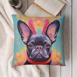 Poise and Petals Black French Bulldog Plush Pillow Case-Cushion Cover-Dog Dad Gifts, Dog Mom Gifts, French Bulldog, Home Decor, Pillows-4