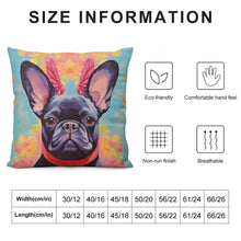 Load image into Gallery viewer, Poise and Petals Black French Bulldog Plush Pillow Case-Cushion Cover-Dog Dad Gifts, Dog Mom Gifts, French Bulldog, Home Decor, Pillows-6