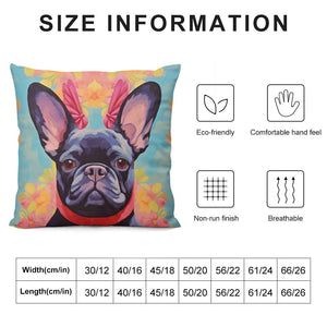 Poise and Petals Black French Bulldog Plush Pillow Case-Cushion Cover-Dog Dad Gifts, Dog Mom Gifts, French Bulldog, Home Decor, Pillows-6