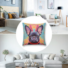 Load image into Gallery viewer, Poise and Petals Black French Bulldog Plush Pillow Case-Cushion Cover-Dog Dad Gifts, Dog Mom Gifts, French Bulldog, Home Decor, Pillows-8
