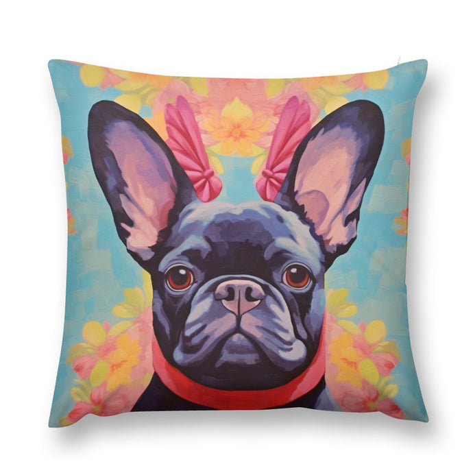 Poise and Petals Black French Bulldog Plush Pillow Case-Cushion Cover-Dog Dad Gifts, Dog Mom Gifts, French Bulldog, Home Decor, Pillows-12 