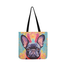 Load image into Gallery viewer, Poise and Petals Black French Bulldog Shopping Tote Bag-Accessories-Accessories, Bags, Dog Dad Gifts, Dog Mom Gifts, French Bulldog-White-ONESIZE-3