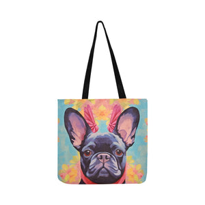 Poise and Petals Black French Bulldog Shopping Tote Bag-Accessories-Accessories, Bags, Dog Dad Gifts, Dog Mom Gifts, French Bulldog-White-ONESIZE-3