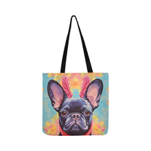 Load image into Gallery viewer, Poise and Petals Black French Bulldog Shopping Tote Bag-Accessories-Accessories, Bags, Dog Dad Gifts, Dog Mom Gifts, French Bulldog-White-ONESIZE-1
