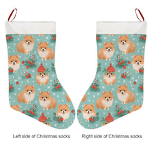 Load image into Gallery viewer, Pom-Pom Christmas Holiday Cheer Christmas Stocking-Christmas Ornament-Christmas, Home Decor, Pomeranian-26X42CM-White-3