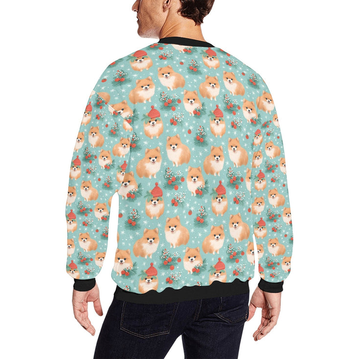 Pom-Pom Christmas Holiday Cheer Fuzzy Sweatshirt for Men-Apparel-Apparel, Christmas, Dog Dad Gifts, Pomeranian, Sweatshirt-2