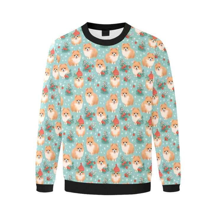 Pom-Pom Christmas Holiday Cheer Fuzzy Sweatshirt for Men-Apparel-Apparel, Christmas, Dog Dad Gifts, Pomeranian, Sweatshirt-3
