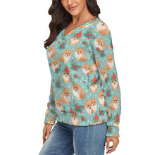 Load image into Gallery viewer, Pom-Pom Holiday Cheer Women's V-Neck Christmas Sweater-Apparel-Apparel,Christmas,Dog Mom Gifts,Pomeranian,Sweater,Sweatshirt-4