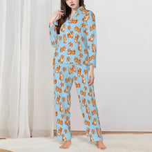 Load image into Gallery viewer, Pomeranian Pajamas for Women - XL Available - Happy Orange Pomeranian-Pajamas-Apparel,Dog Mom Gifts,Pajamas,Pomeranian-Blue-XS-2