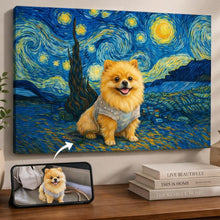 Load image into Gallery viewer, Photo of starry night inspired Pomeranian wall art