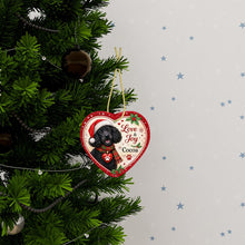 Load image into Gallery viewer, Poodle Christmas Ornament - Love &amp; Joy Heart Shaped Portrait - Personalized with Name-Christmas Ornament-Christmas,Personalize Artwork,Poodle-3