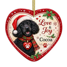 Load image into Gallery viewer, Poodle Christmas Ornament - Love &amp; Joy Heart Shaped Portrait - Personalized with Name-Christmas Ornament-Christmas,Personalize Artwork,Poodle-4