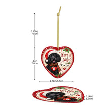 Load image into Gallery viewer, Poodle Christmas Ornament - Love &amp; Joy Heart Shaped Portrait - Personalized with Name-Christmas Ornament-Christmas,Personalize Artwork,Poodle-5