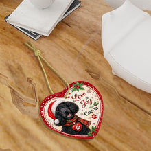 Load image into Gallery viewer, Poodle Christmas Ornament - Love &amp; Joy Heart Shaped Portrait - Personalized with Name-Christmas Ornament-Christmas,Personalize Artwork,Poodle-7