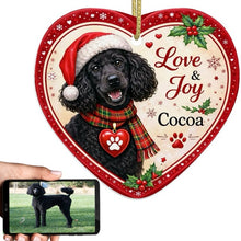 Load image into Gallery viewer, Poodle Christmas Ornament - Love &amp; Joy Heart Shaped Portrait - Personalized with Name-Christmas Ornament-Christmas,Personalize Artwork,Poodle-1