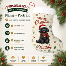 Load image into Gallery viewer, Poodle Christmas Stocking - Cozy Festive Wishes - Personalize with Photo and Name-Christmas Ornament-Christmas,Christmas Stocking,Personalize Artwork-2