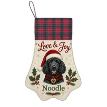 Load image into Gallery viewer, Poodle Christmas Stocking - Holly &amp; Tartan Portrait - Personalize with Photo and Name-Christmas Ornament-Christmas,Christmas Stocking,Personalize Artwork-3