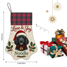 Load image into Gallery viewer, Poodle Christmas Stocking - Holly &amp; Tartan Portrait - Personalize with Photo and Name-Christmas Ornament-Christmas,Christmas Stocking,Personalize Artwork-4