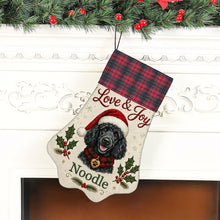 Load image into Gallery viewer, Poodle Christmas Stocking - Holly &amp; Tartan Portrait - Personalize with Photo and Name-Christmas Ornament-Christmas,Christmas Stocking,Personalize Artwork-6