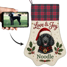 Load image into Gallery viewer, Poodle Christmas Stocking - Holly &amp; Tartan Portrait - Personalize with Photo and Name-Christmas Ornament-Christmas,Christmas Stocking,Personalize Artwork-1