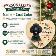 Load image into Gallery viewer, Poodle Dog Ornament - My Heart Belongs To Design - Personalized with Name-Christmas Ornament-Christmas,Personalize Artwork,Poodle-2