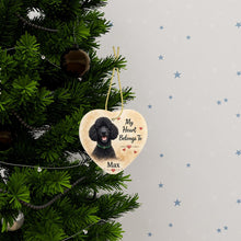 Load image into Gallery viewer, Poodle Dog Ornament - My Heart Belongs To Design - Personalized with Name-Christmas Ornament-Christmas,Personalize Artwork,Poodle-3