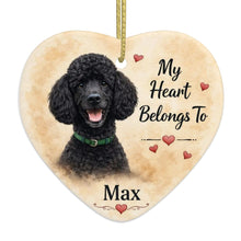 Load image into Gallery viewer, Poodle Dog Ornament - My Heart Belongs To Design - Personalized with Name-Christmas Ornament-Christmas,Personalize Artwork,Poodle-4