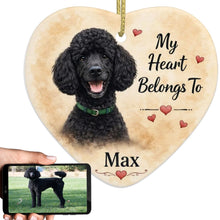 Load image into Gallery viewer, Poodle Dog Ornament - My Heart Belongs To Design - Personalized with Name-Christmas Ornament-Christmas,Personalize Artwork,Poodle-1