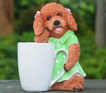 Load image into Gallery viewer, Poodle Garden Statue - 4 Coat Colors - 4 Designs - Poodle Love Garden Statues-Home Decor-Dog Memorial Gifts,Home Decor,Poodle,Statue-Poodle Holding Cup - Red-20