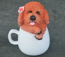 Load image into Gallery viewer, Poodle Garden Statue - 4 Coat Colors - 4 Designs - Poodle Love Garden Statues-Home Decor-Dog Memorial Gifts,Home Decor,Poodle,Statue-Poodle Inside a Cup - Red-24