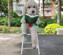 Load image into Gallery viewer, Poodle Garden Statue - 4 Coat Colors - 4 Designs - Poodle Love Garden Statues-Home Decor-Dog Memorial Gifts,Home Decor,Poodle,Statue-Poodle Reading a Book - Gray-11